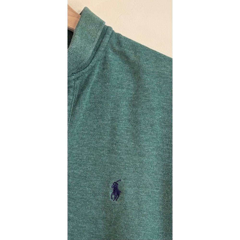 Polo Ralph Lauren Mens Green Scotch Pine Heather Cotton Mesh Polo Shirt Size S - Picture 3 of 10